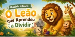 história infantil o leão que aprendeu a dividir para alfabetização página 1